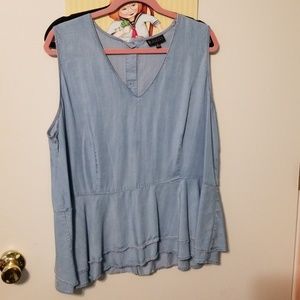 Chambray peplum top, very soft and comfortable